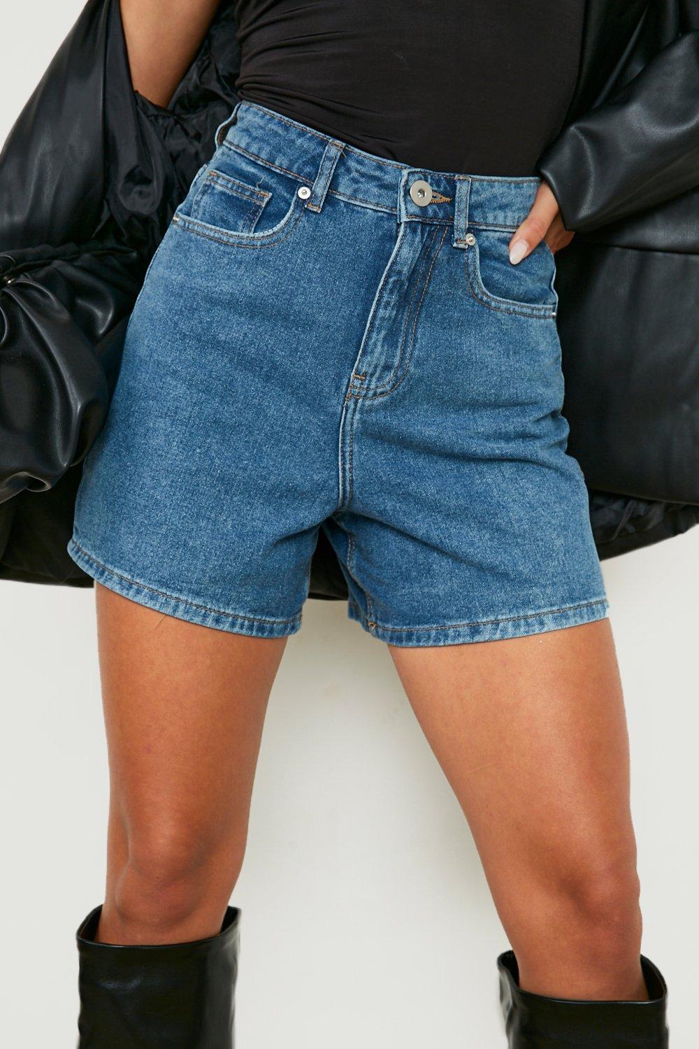 High waisted denim mom shorts online